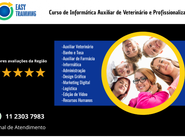 Easytraining, Curso de Informática Auxiliar de Veterinário e Profissionalizantes Easytraining, Curso de Informática Auxiliar de Veterinário e Profissionalizantes